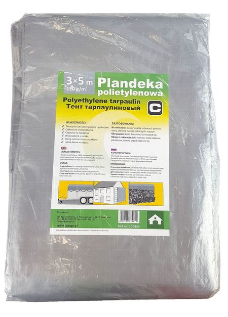 Plandeka 2x3 m, 120 g, srebrna, PE, Canagri