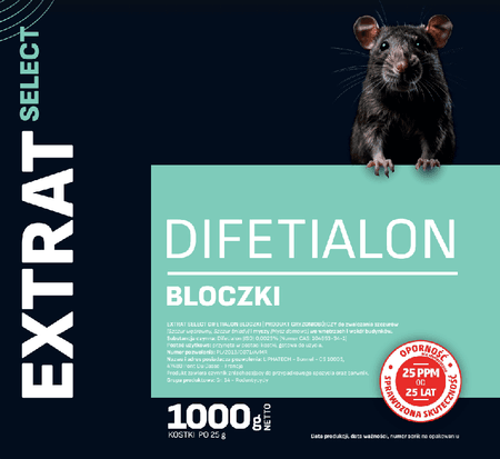 Trutka na myszy i szczury, kostka 1 kg, difetialon, Extrat